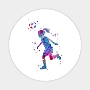 Soccer Player Little Girl Heading the Ball Magnet